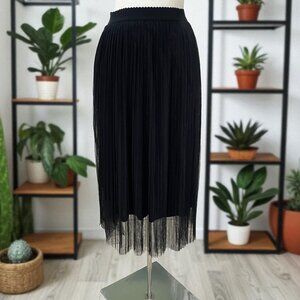 Zenana Black Pleated Tulle Midi Skirt XL Balletcore Coquette Romantic Whimsygoth